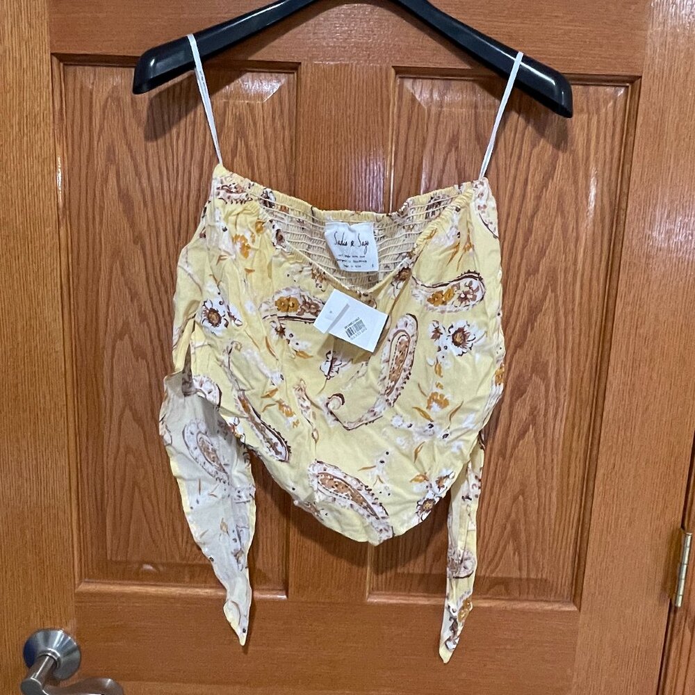Anthropologie Sadie & Sage Women's S Yellow Sleeveless Tube Top Shirt NWT NEW